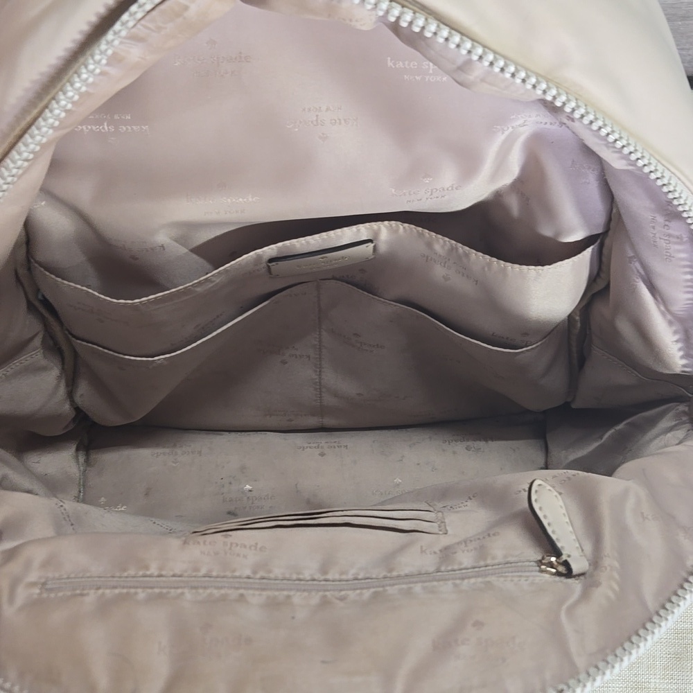 Kate Spade Ella Ksnyl Puffy Warm Beige Padded Nylon Backpack - Picture 10 of 10